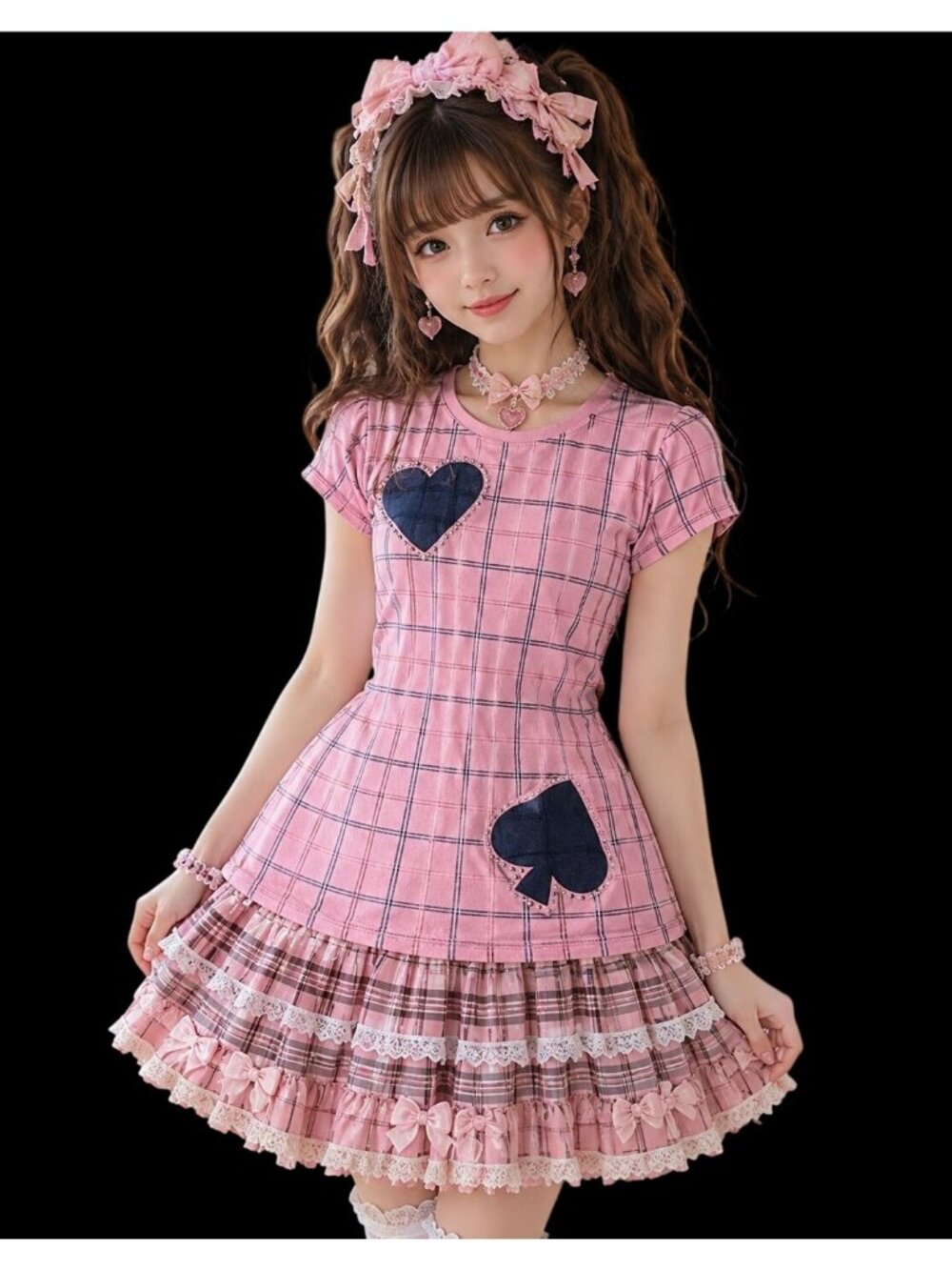 Vintage Rue 21 Pink Plaid Baby Tee Sz M Trashy Mcbling Lolita Preppy Kidcore